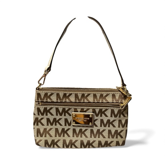 Michael Kors Tan Logo Shoulder Bag with Gold Accents - Picture 1 of 2